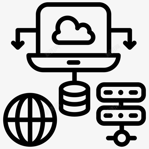 数据存储云计算云数据服务器图标svg_新图网 https://ixintu.com 云计算 全球 图标 存储 技术 数据 服务 服务器 线图