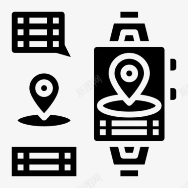 智能手表旅行工具固态图标图标
