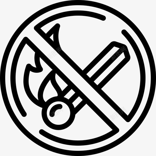禁止火灾警告标志4直线图标svg_新图网 https://ixintu.com 标志 火灾 直线 禁止 警告