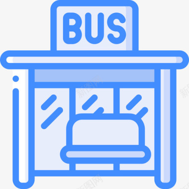 公交车站公共服务8蓝色图标图标