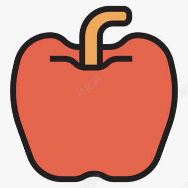 苹果水果和蔬菜2线性颜色图标图标