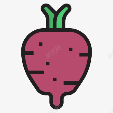 甜菜根水果和蔬菜2线形颜色图标图标