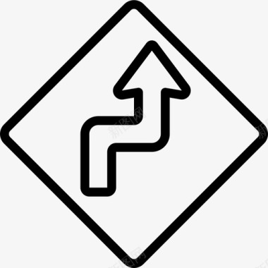 Z字形美国路标3线形图标图标