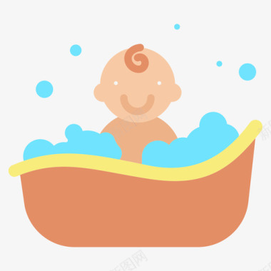婴儿浴缸婴儿120扁平图标图标