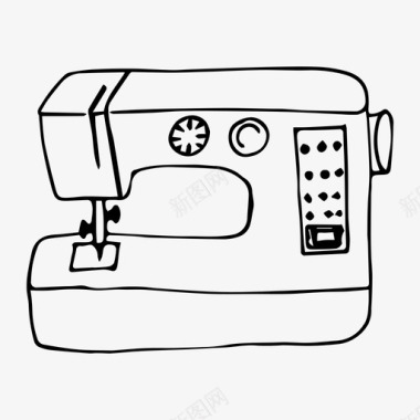 缝纫机针线素描图标图标
