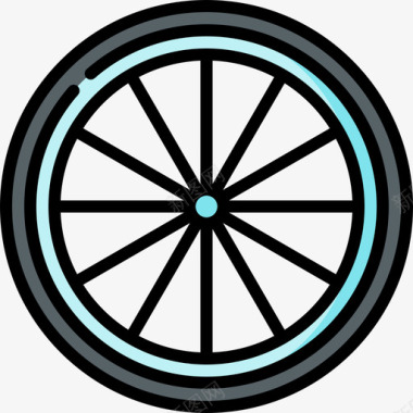 车轮自行车赛车12线性颜色图标图标