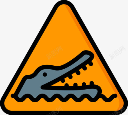 鳄鱼警告标志2线形颜色图标图标