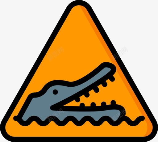 鳄鱼警告标志2线形颜色图标svg_新图网 https://ixintu.com 标志 线形 警告 颜色 鳄鱼