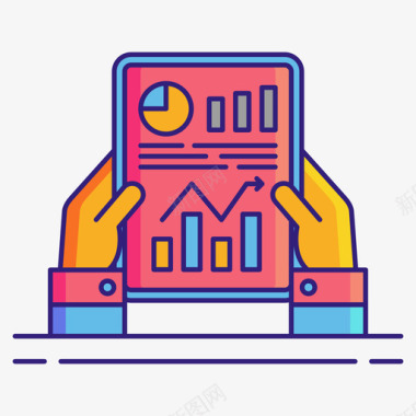 搜索引擎优化报告营销技术线性颜色图标图标