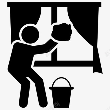 窗户清洁家庭清洁掸子图标图标