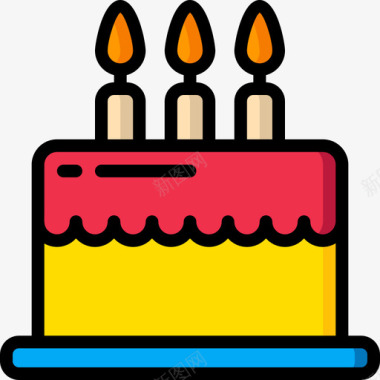 生日蛋糕独立日6线性颜色图标图标