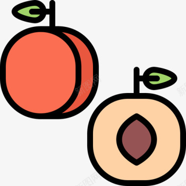 桃子水果和蔬菜41彩色图标图标
