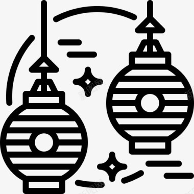 纸灯笼日本灯图标图标