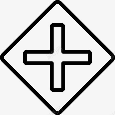 十字路口美国路标3线形图标图标