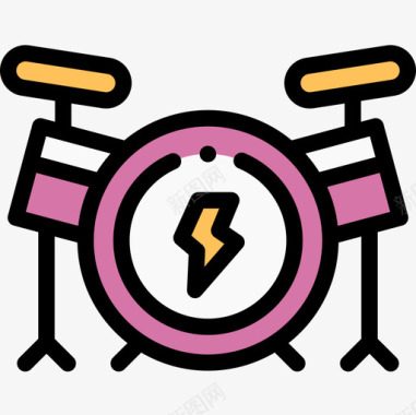 鼓组摇滚乐29线性颜色图标图标