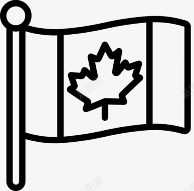 旗帜加拿大6直线图标图标