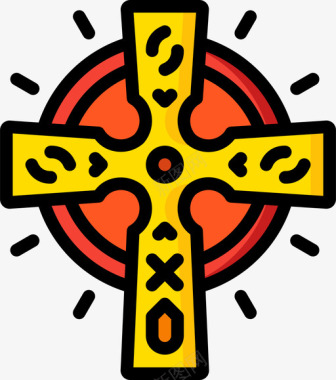 十字架14号纹身线条颜色图标图标