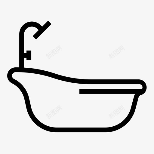 浴缸浴室家具图标svg_新图网 https://ixintu.com 家具 家居 浴室 浴缸 淋浴 生活