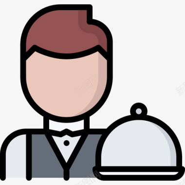 服务员98号餐厅彩色图标图标