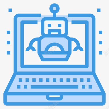 机器人电脑和笔记本电脑4蓝色图标图标