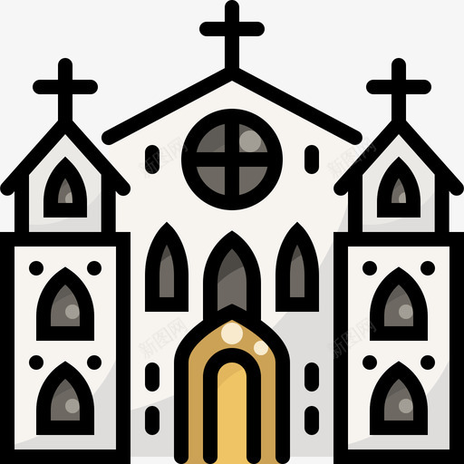 教堂205婚礼线性颜色图标svg_新图网 https://ixintu.com 婚礼 教堂 线性 颜色