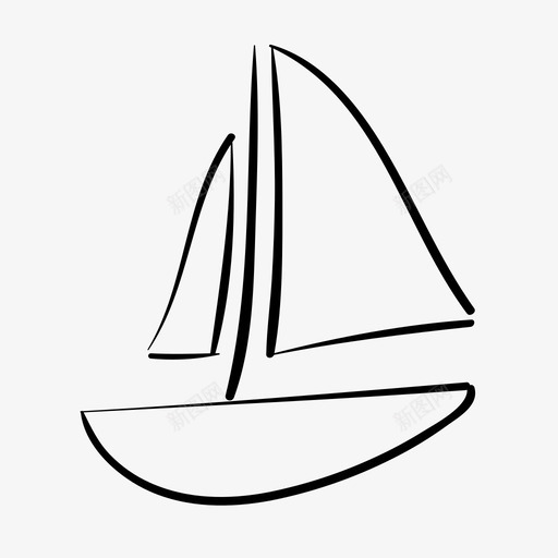 游艇船手绘图标svg_新图网 https://ixintu.com 帆船 手绘 海洋 海滩 游艇