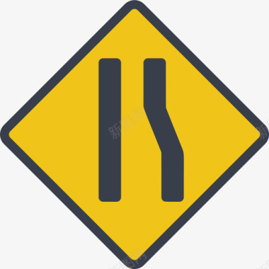 狭窄道路美国路标4平坦图标图标