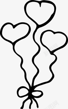 手绘心形气球手绘心形心形气球图标图标