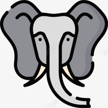 大象野生动物32线性颜色图标图标