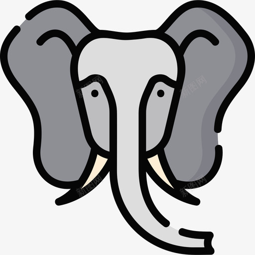 大象野生动物32线性颜色图标svg_新图网 https://ixintu.com 大象 线性 野生动物 颜色