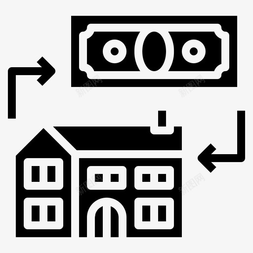 再融资交换投资图标svg_新图网 https://ixintu.com 交换 房地产 投资 抵押贷款 稳健 融资 货币