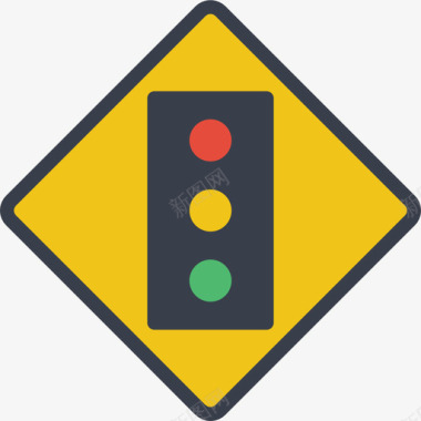 交通灯美国路标4平坦图标图标