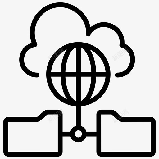 云全球存储云计算云数据图标svg_新图网 https://ixintu.com 云计算 全球 图标 存储 技术 数据 服务 线图