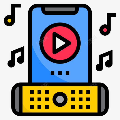 音乐播放器智能手机30线性颜色图标svg_新图网 https://ixintu.com 手机 播放器 智能 线性 音乐 颜色