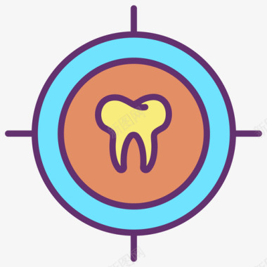 检查牙齿40线性颜色图标图标