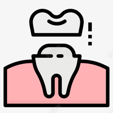 牙冠牙齿43线形颜色图标图标