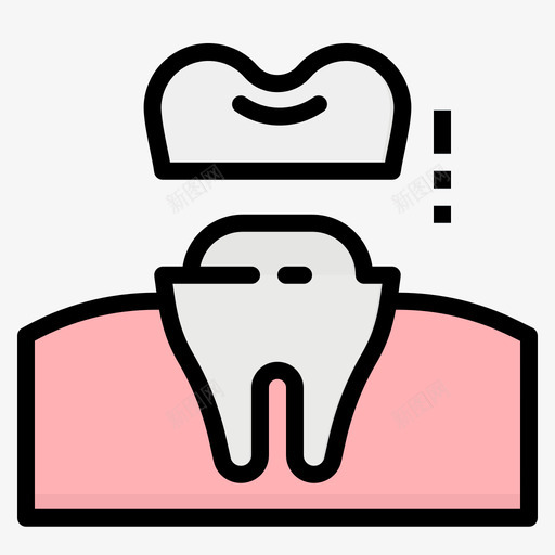 牙冠牙齿43线形颜色图标svg_新图网 https://ixintu.com 牙冠 牙齿 线形 颜色
