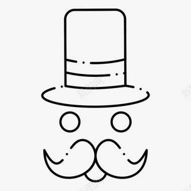 小胡子帽子时髦图标图标