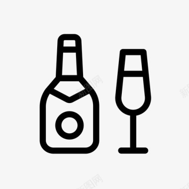 瓶与杯庆祝饮料图标图标