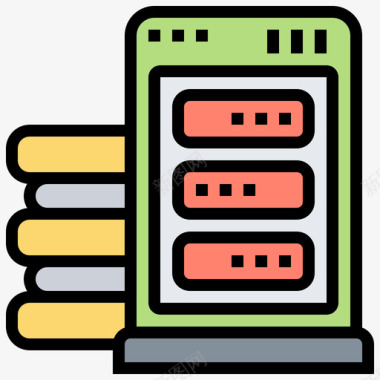 数据服务器计算机技术18线性彩色图标图标