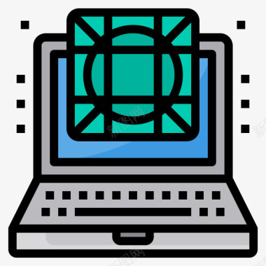 图形计算机和笔记本电脑5线性颜色图标图标