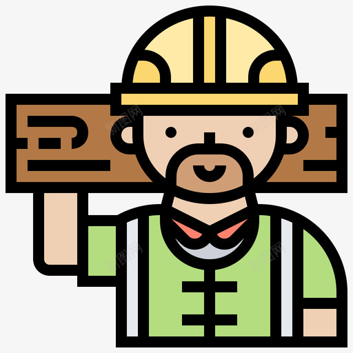 木匠建筑工人3线条颜色图标svg_新图网 https://ixintu.com 工人 建筑 建筑工 木匠 线条 颜色