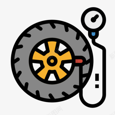 轮胎汽车服务5线性颜色图标图标