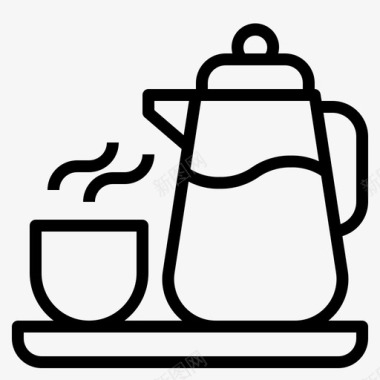 咖啡壶咖啡厅105线性图标图标