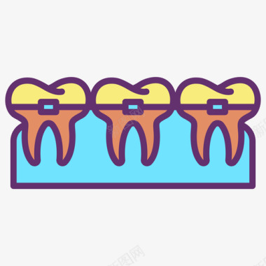牙套40牙线性颜色图标图标