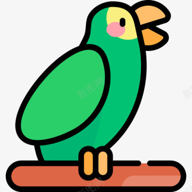 鹦鹉热带42线形颜色图标图标