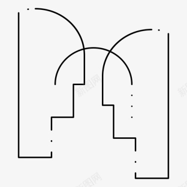 脑转移意识生活和人格特征细虚线图标图标