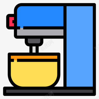 搅拌机厨房88线性颜色图标图标