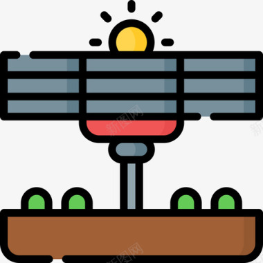 太阳能电池板生态234线性颜色图标图标