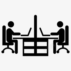 十字形办公桌设计图工作场所办公桌员工图标高清图片